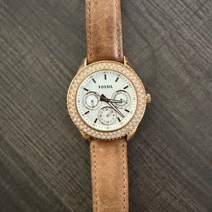 Fossil gold and brown watch